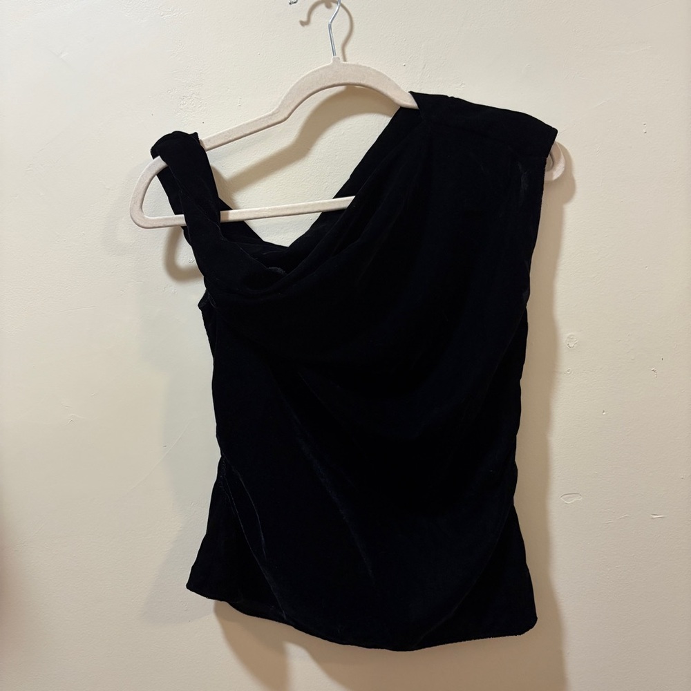 topshop black twist velvet off shoulder top